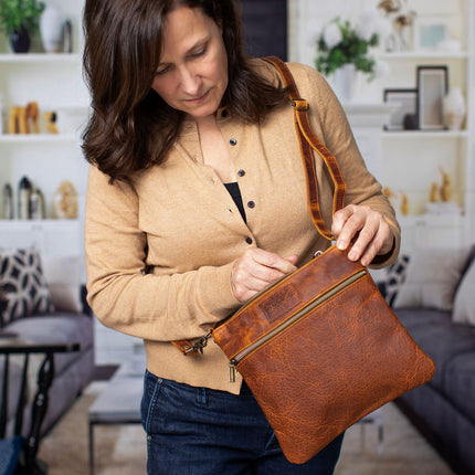 Ellis River Crossbody Bag in Bison Leather