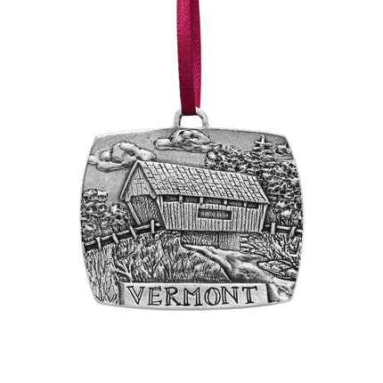 Covered Bridge Pewter Ornament