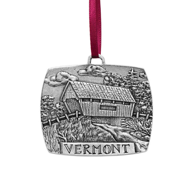 Covered Bridge Pewter Ornament