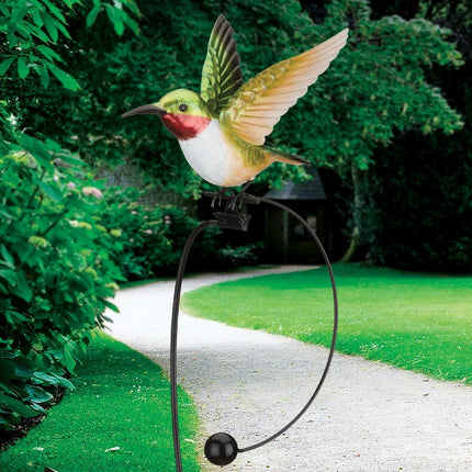 Rocker Hummingbird Garden Stake - Ruby Throated