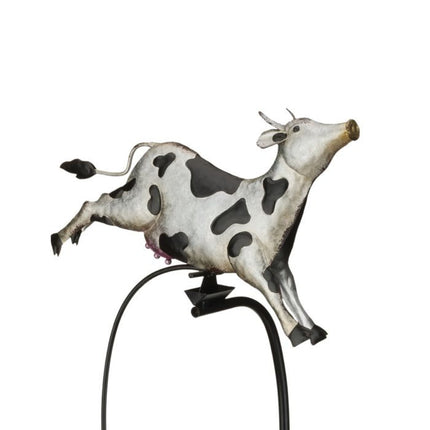 Close-up of metal garden stake with solar-powered flower light