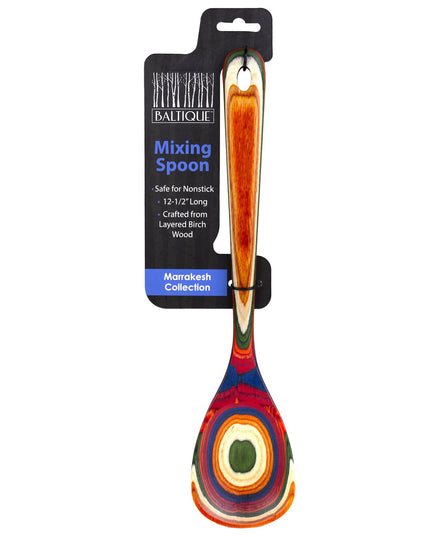 Colorful wooden serving spoon in packaging