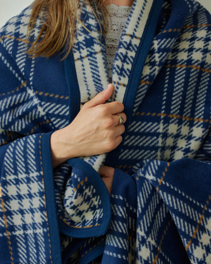 Vintage Blue Plaid Blanket