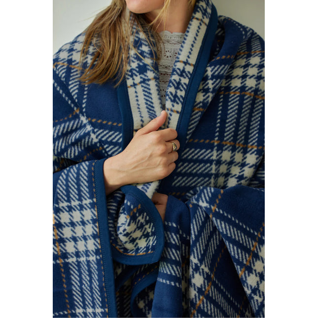 Vintage Blue Plaid Blanket