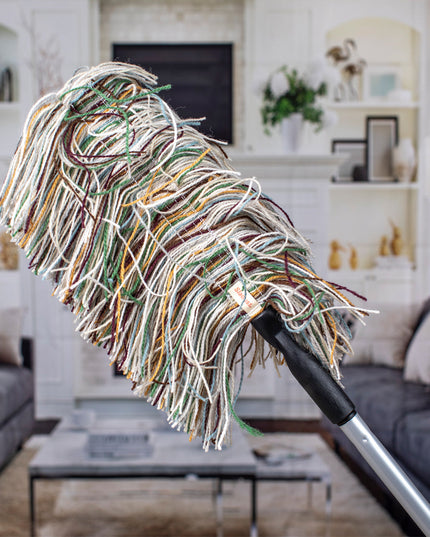 Hand duster with telescoping handle, made in Vermont from real wool