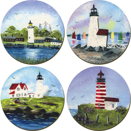 Lighthouses of New England Wooden Coasters - Set of 4