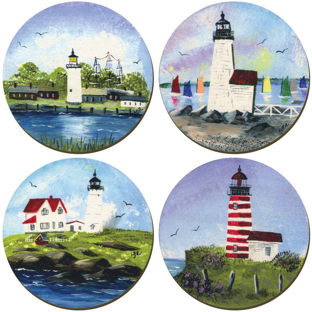 Lighthouses of New England Wooden Coasters - Set of 4