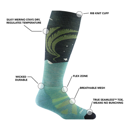 Women's Aurora Over-the-Calf Lightweight Ski & Snowboard Socks