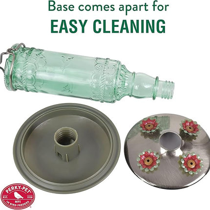 Antique Glass Bottle Hummingbird Feeder