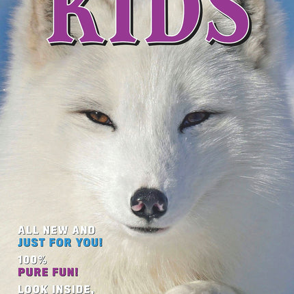 the cover art for the Almanac for Kids with photo of white arctic fox