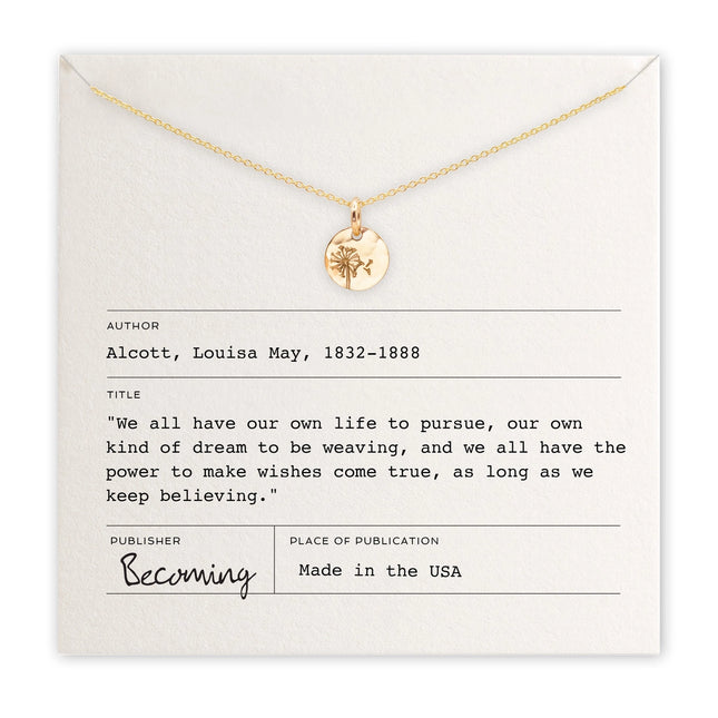 Louisa May Alcott Dandelion Wishes Necklace - Silver or Gold