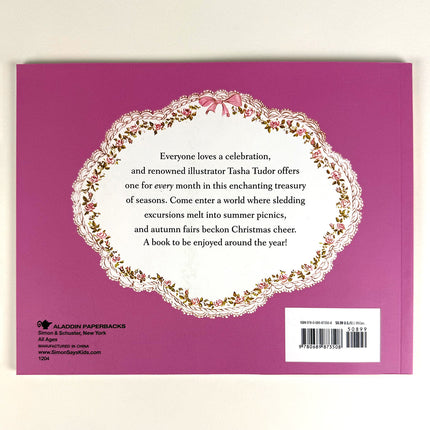 Bookback with text and decorative border on a purple background