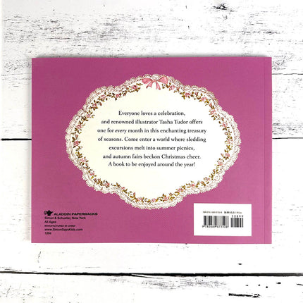 Book back cover with text and decorative elements on a pink background