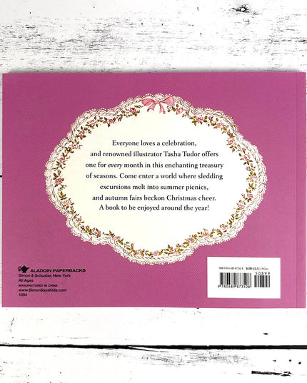 Book back cover with text and decorative elements on a pink background