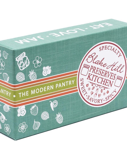 front side angle view of the eat love jam gift box