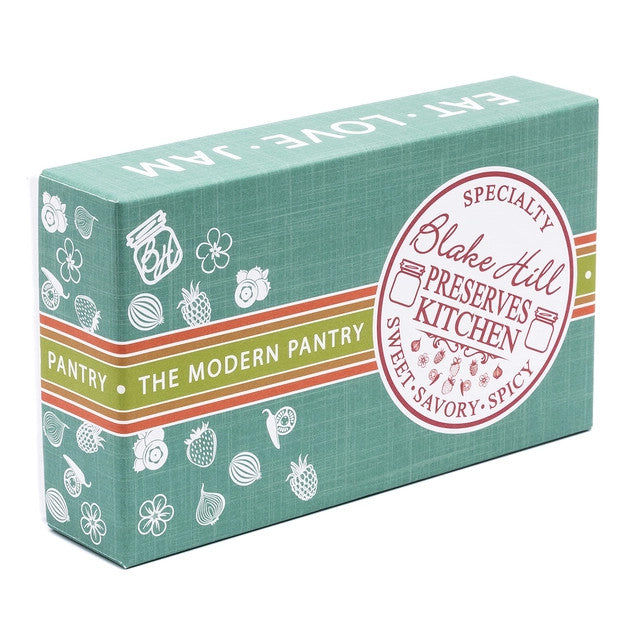 front side angle view of the eat love jam gift box