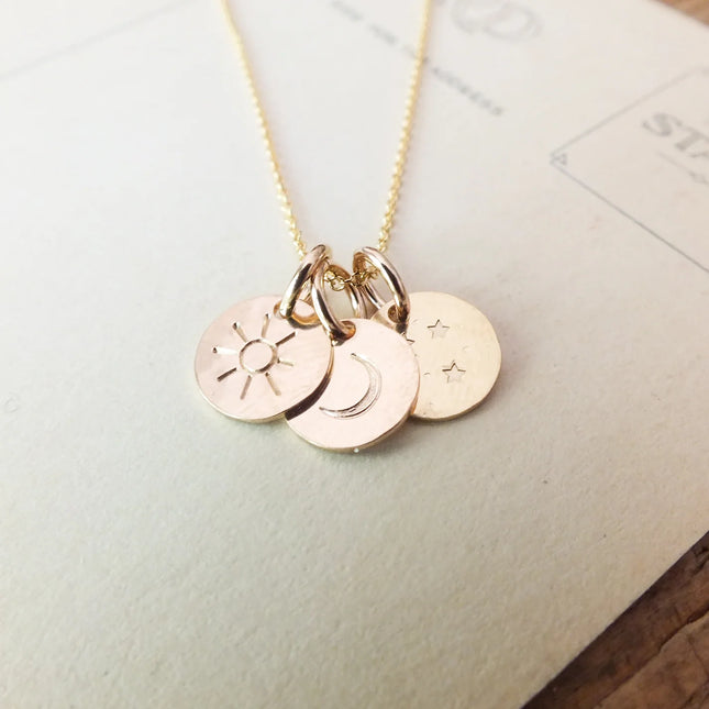 Cummings Sun Moon & Stars Necklace - Silver or Gold
