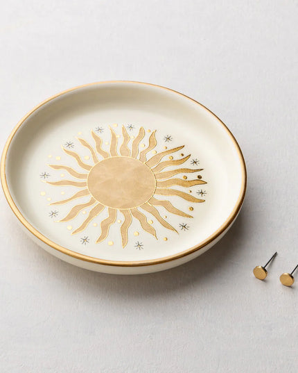 Jewelry Dish & Stud Earring Set - Sun Rays/Cream