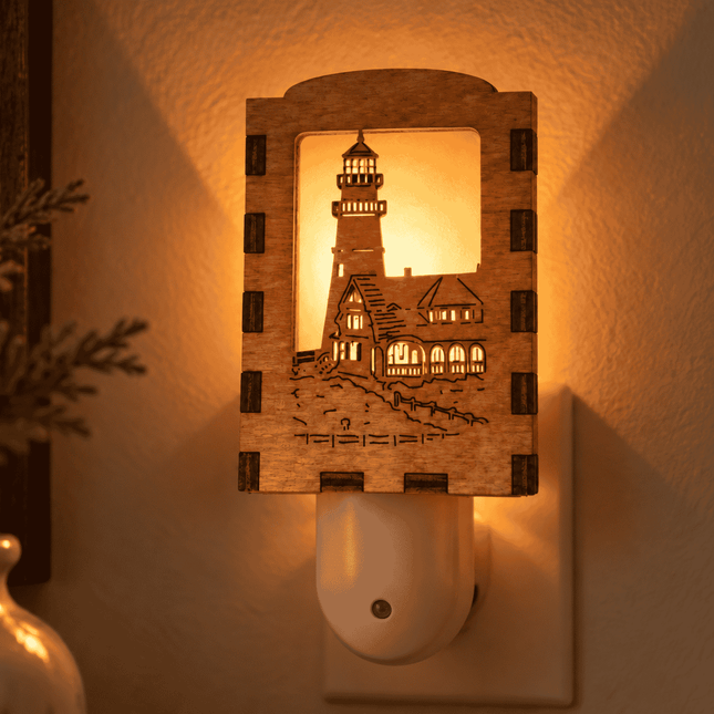 Portland Head Lighthouse Wooden Night Light