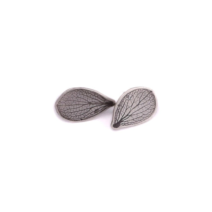 a pair of silver hydrangea petal shaped stud earrings