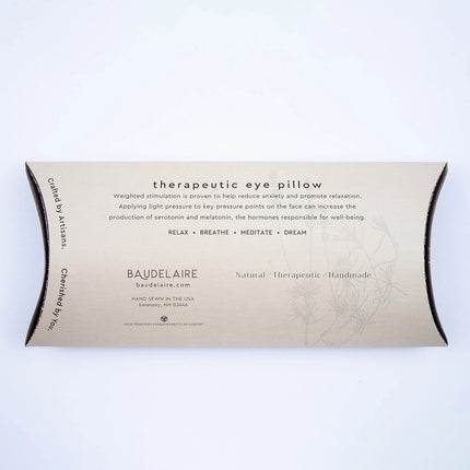 the back of the packaging for the Indigo Eye Pillows