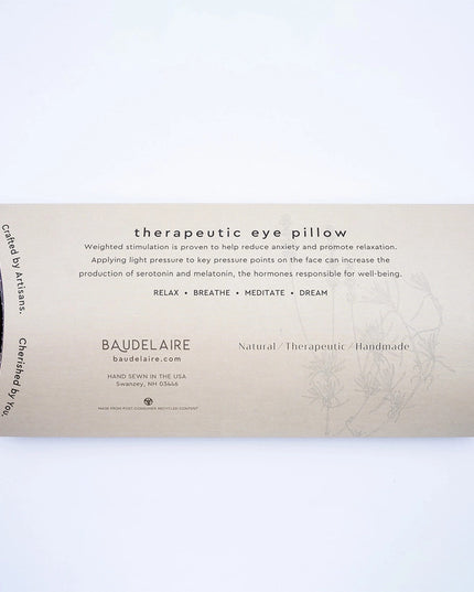 the back of the packaging for the Indigo Eye Pillows