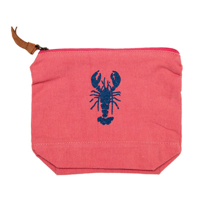 red pouch with a blue lobster design on a white background
