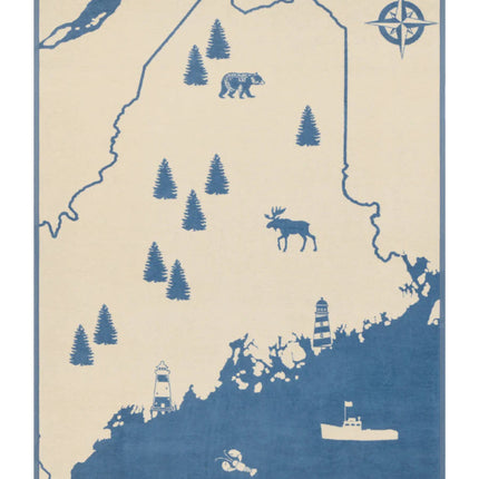 Maine Map Blue Blanket