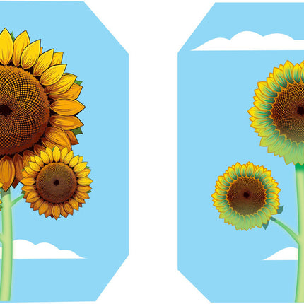 the full sunflower art that is featured on each side of the wind spinner