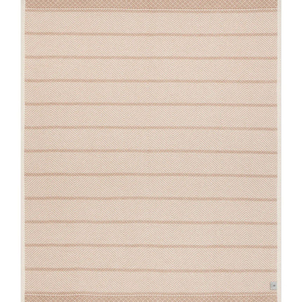 The back of the Old Port Herringbone Tan blanket showing the full size and Ivory and Tan color scheme