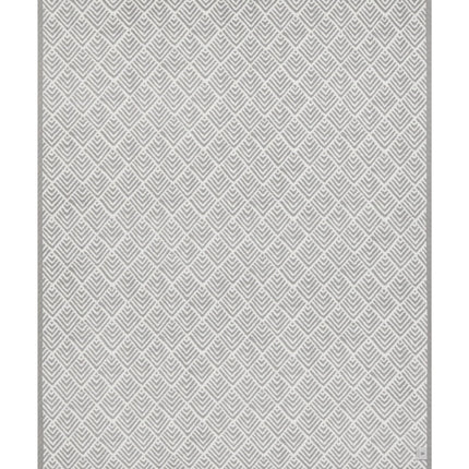 The front of the Oyster Cove Diamonds Grey blanket showing the full size and white and grey color scheme