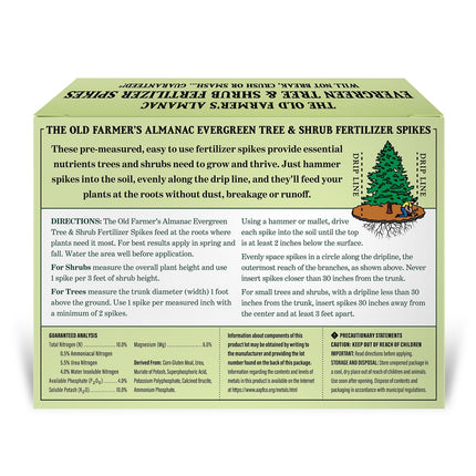 The Old Farmer's Almanac Evergreen Tree & Shrub Fertilizer Spikes – 12 Spike Pack