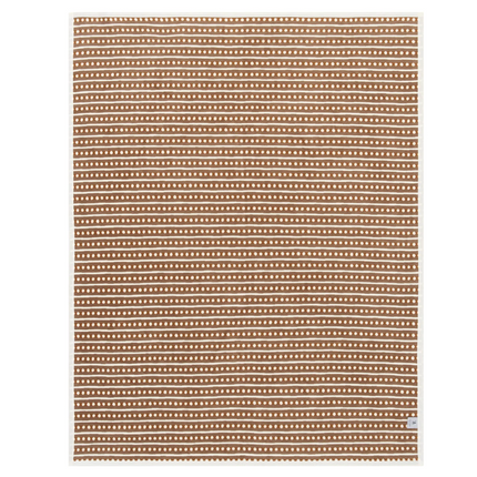 Beige and white striped blanket on a white background