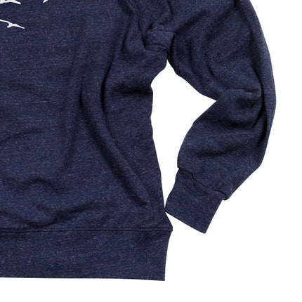 Close-up of a blue sweatshirt on a white background
