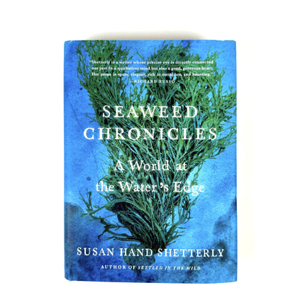 Book cover of 'Seaweed Chronicles' with seaweed design on a blue background