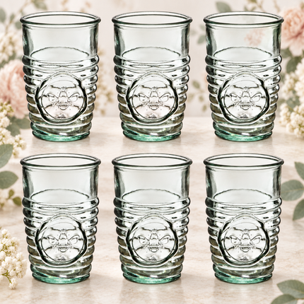 Vintage-Inspired Bee Drinking Glasses – Set of 6 (11 oz.)