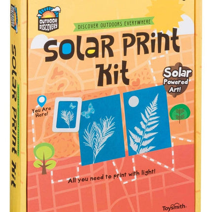 The solar print kit box with examples of botanical solar prints on the box