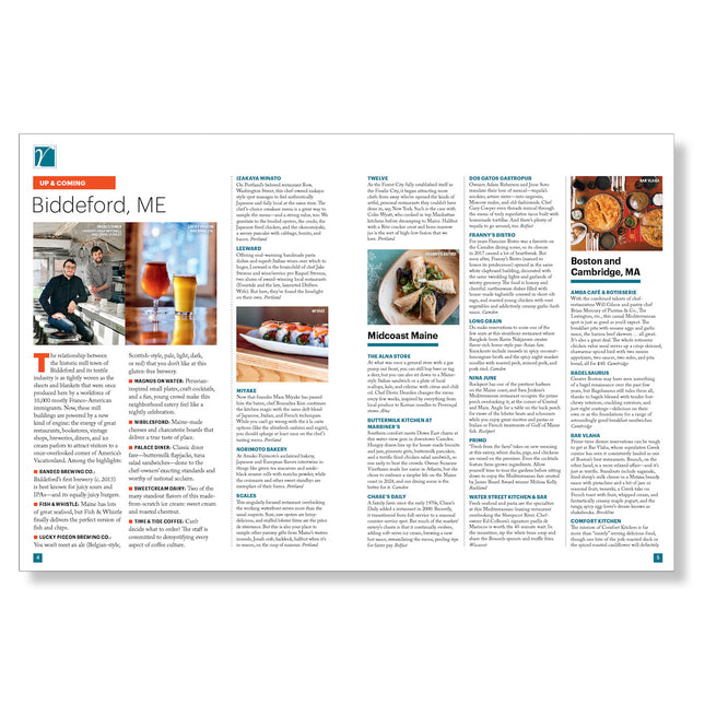 interior age of the Where to Eat guide highlighting Biddeford, Maine