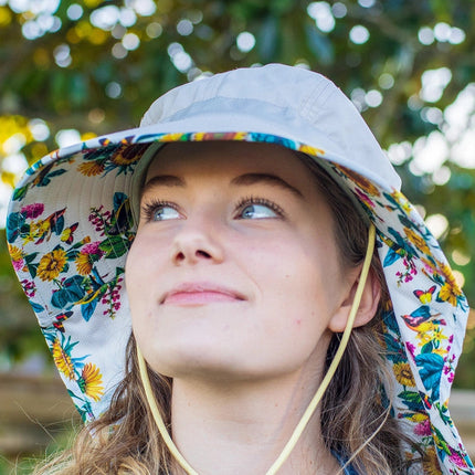 a model wearing the sun hat outdoors
