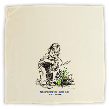 the unfolded Blueberries for Sal tea towel
