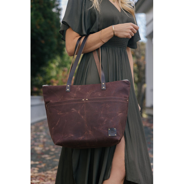 The Medium Zip Tote - Waxed Canvas Bag