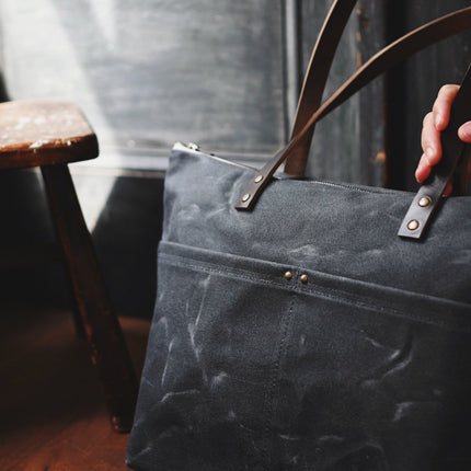 The Medium Zip Tote - Waxed Canvas Bag