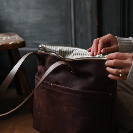 The Medium Zip Tote - Waxed Canvas Bag