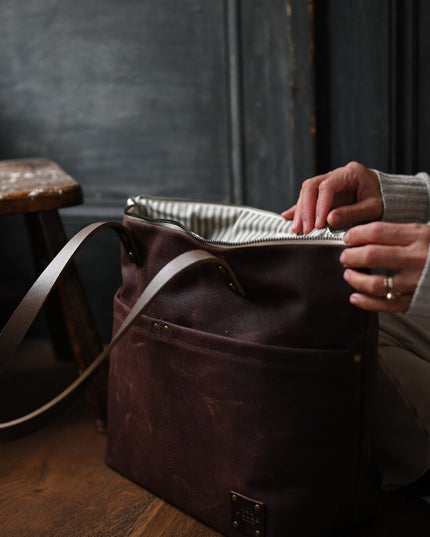 The Medium Zip Tote - Waxed Canvas Bag