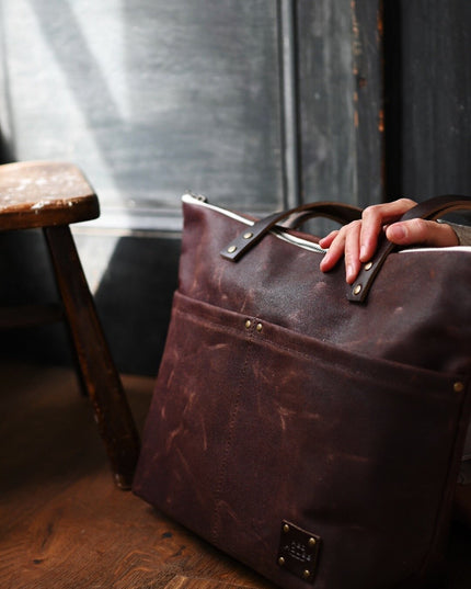 The Medium Zip Tote - Waxed Canvas Bag