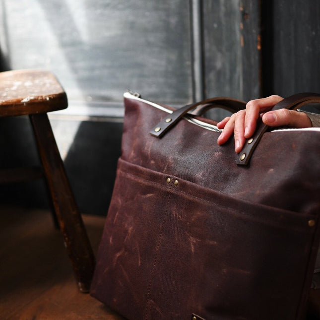 The Medium Zip Tote - Waxed Canvas Bag
