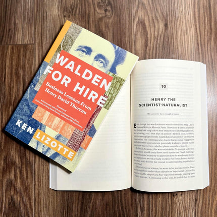 a copy of Walden for Hire laid on top of an open copy of Walden for Hire open to the chapter titled "Henry the Scientist-Naturalist"