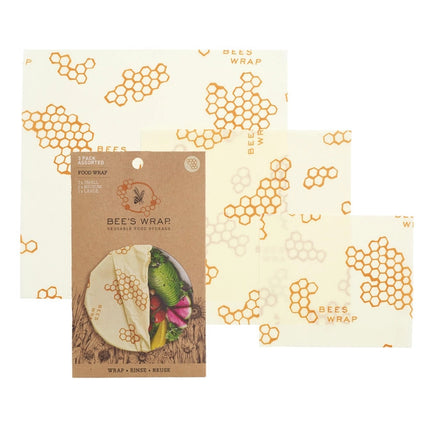 The bees wrap 3 wrap package with the 3 wraps laid flat around it