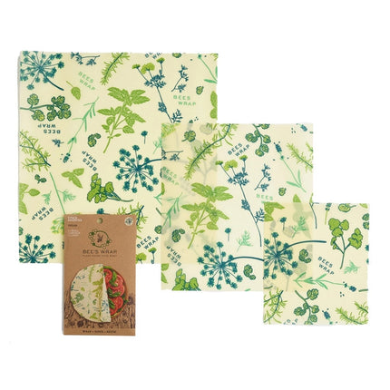 The bees wrap 3 wrap package with each wrap laid out flat around it