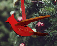 Yankee Cardinal Wooden Ornament